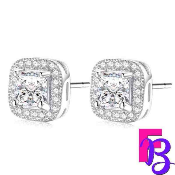 Platinum Iced Cube Earrings - Picture 9 of 12